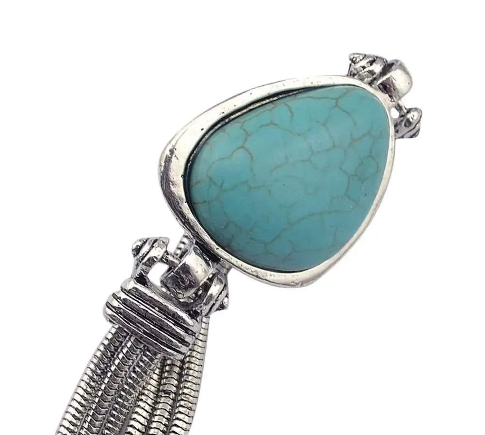 Tibet Vintage Big Green Stone Turquoises Bracelets