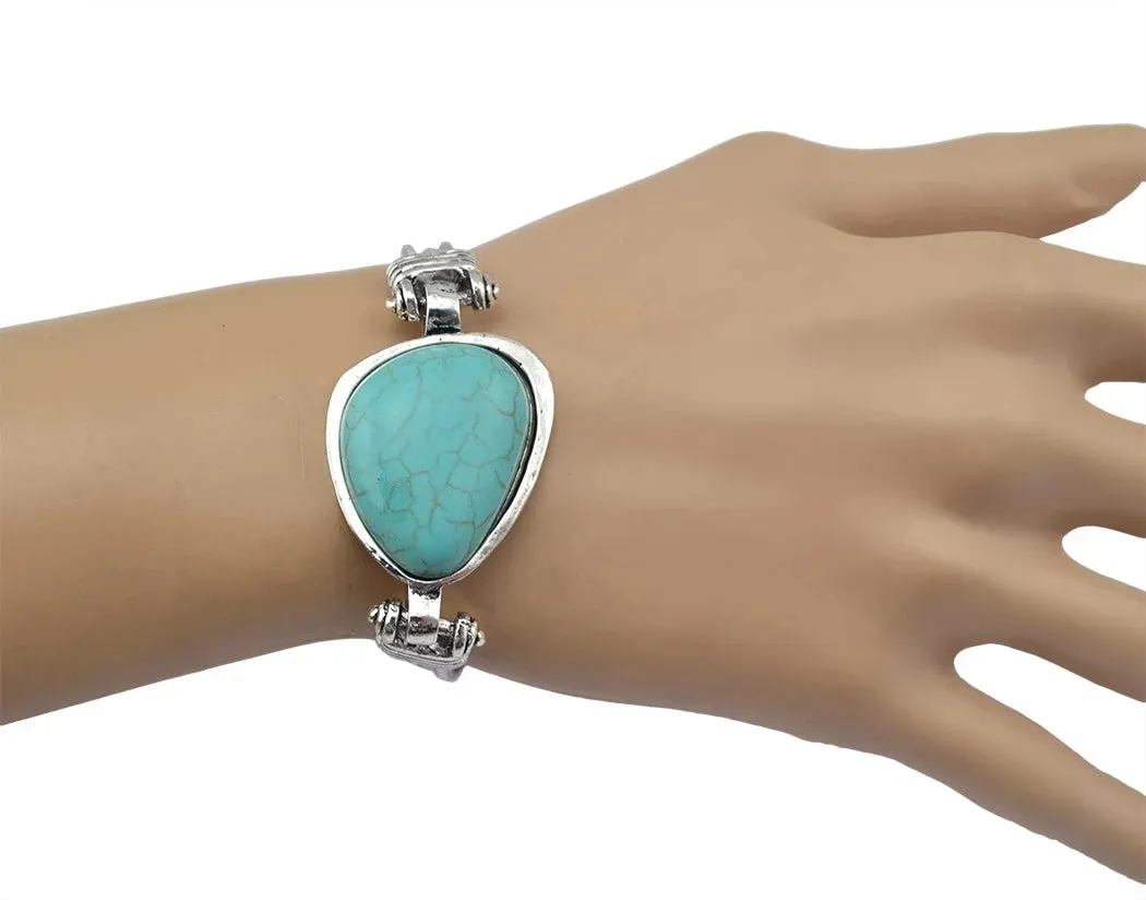 Tibet Vintage Big Green Stone Turquoises Bracelets