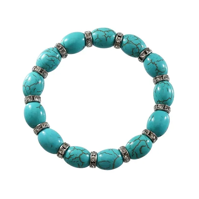 Tibet Vintage Big Green Stone Turquoises Bracelets