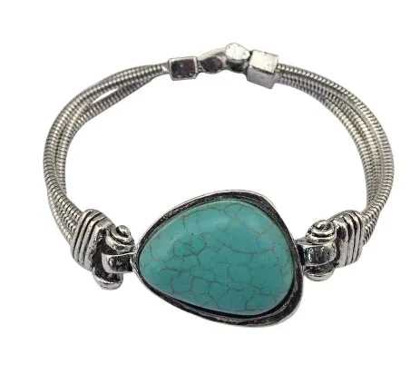 Tibet Vintage Big Green Stone Turquoises Bracelets