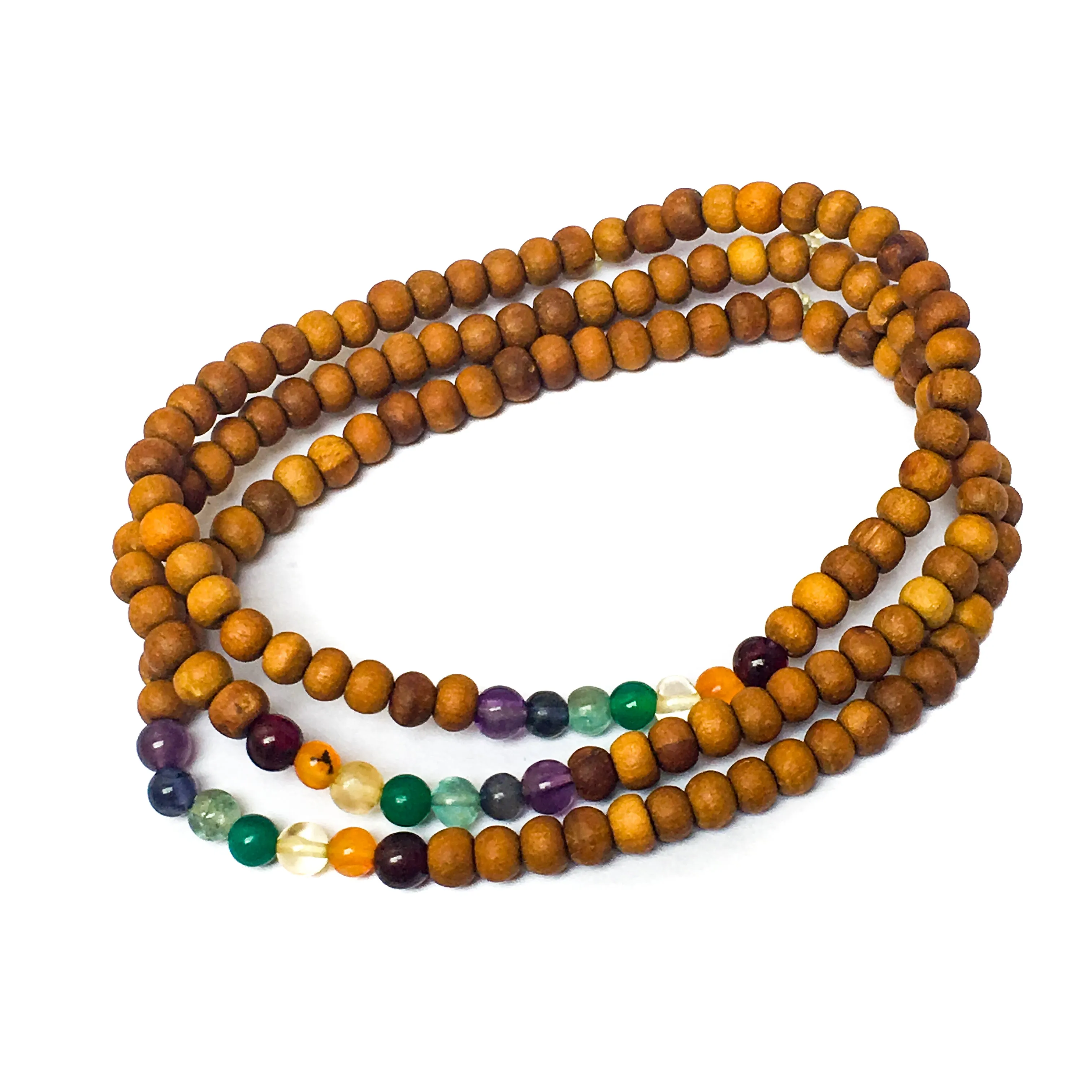 Trio of Sandalwood & 7-Chakra Gemstone Bracelets
