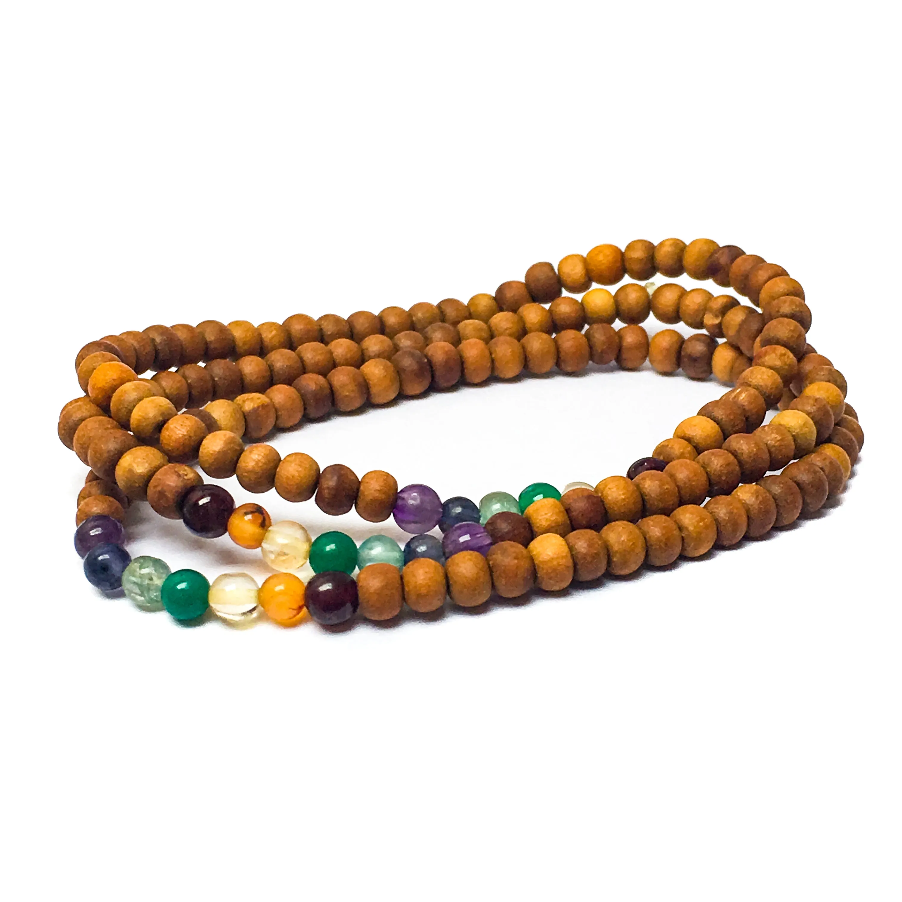 Trio of Sandalwood & 7-Chakra Gemstone Bracelets