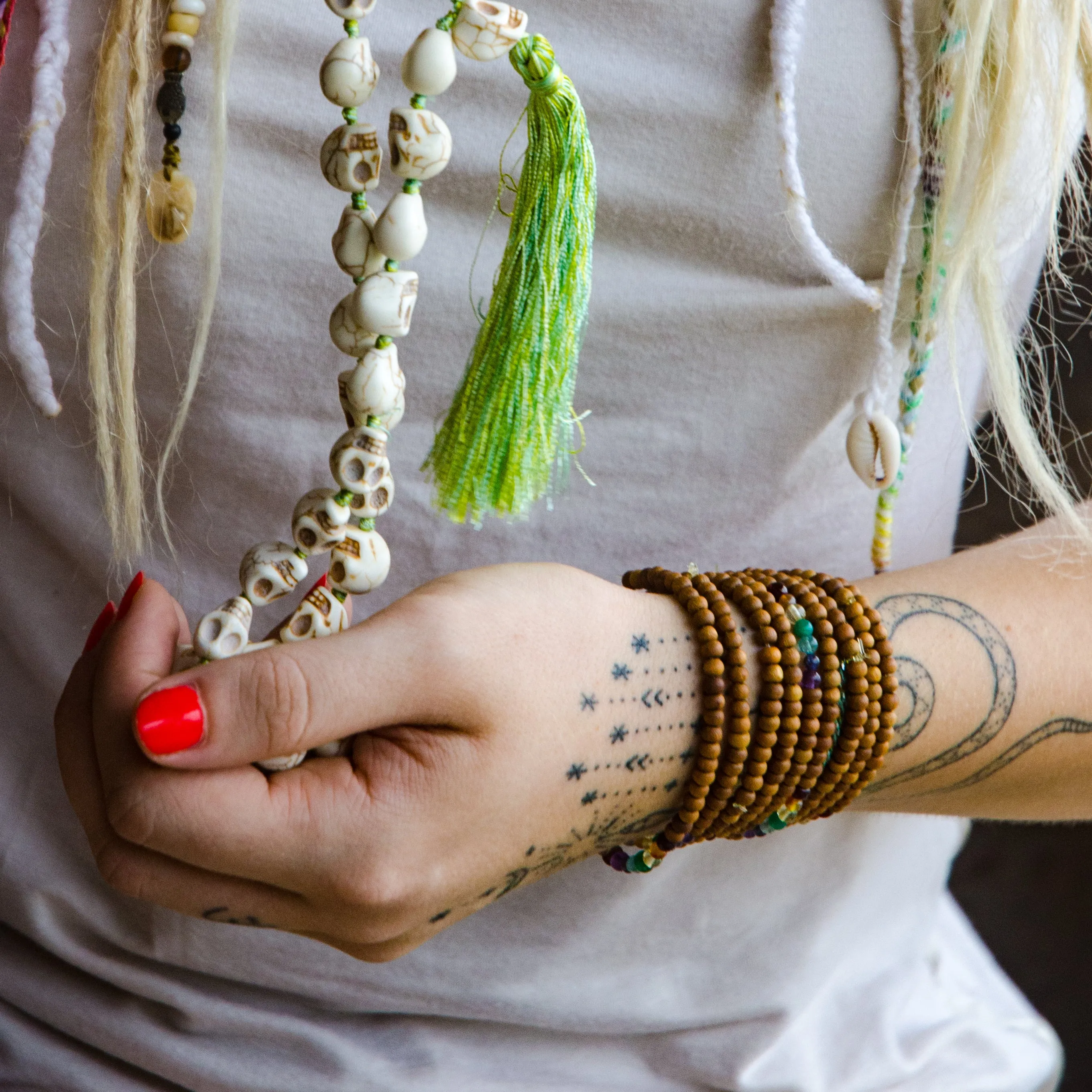 Trio of Sandalwood & 7-Chakra Gemstone Bracelets