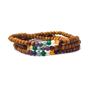 Trio of Sandalwood & 7-Chakra Gemstone Bracelets