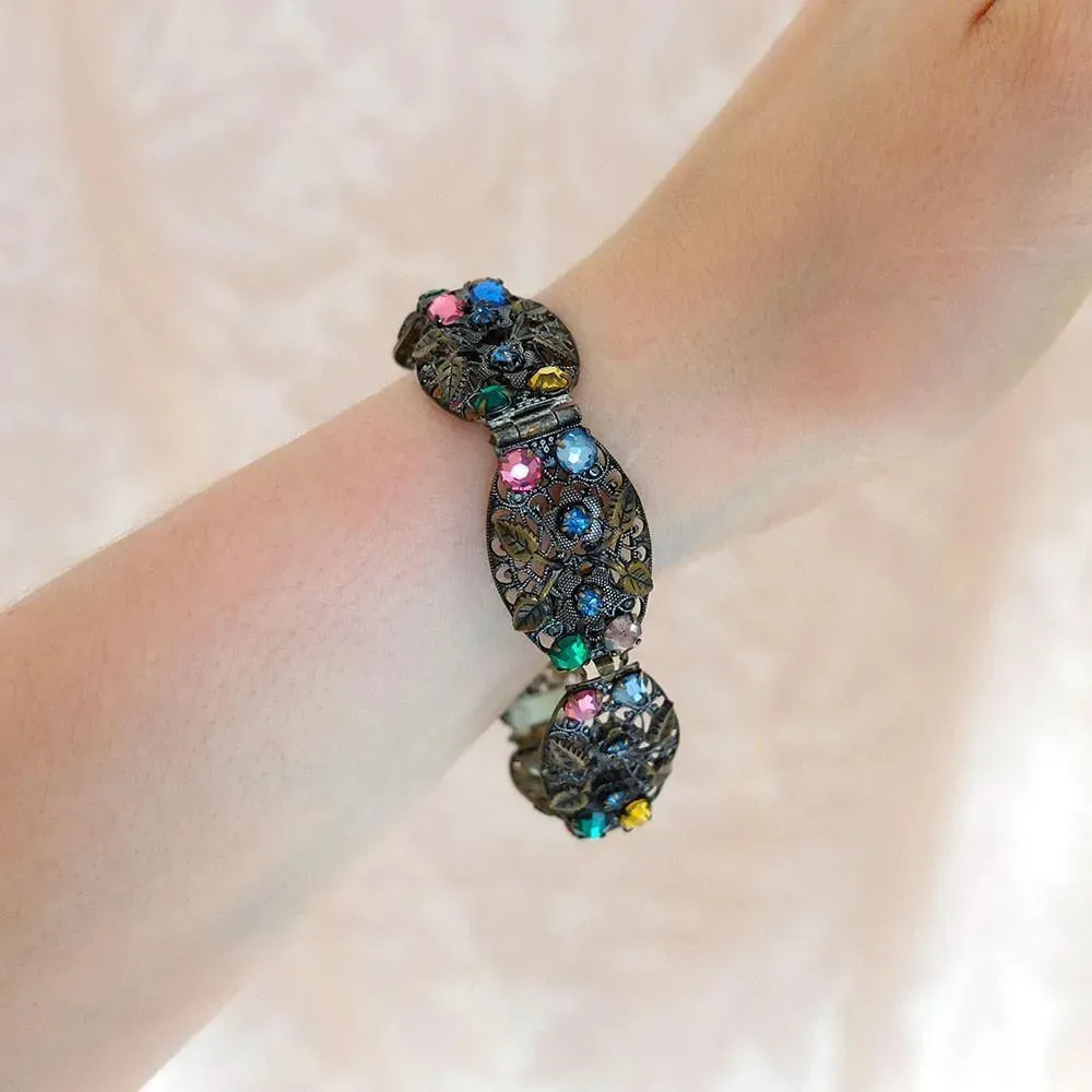 Vintage 1920s Art Deco Czech Bohemian Floral Bracelet