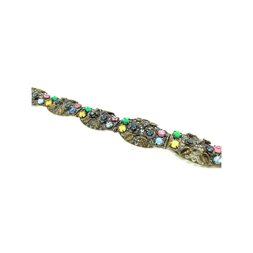 Vintage 1920s Art Deco Czech Bohemian Floral Bracelet
