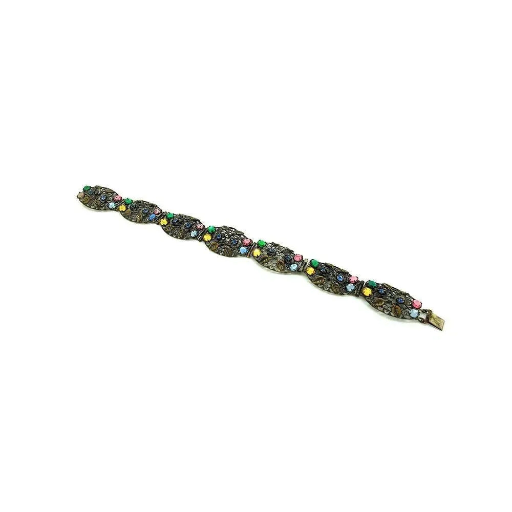 Vintage 1920s Art Deco Czech Bohemian Floral Bracelet