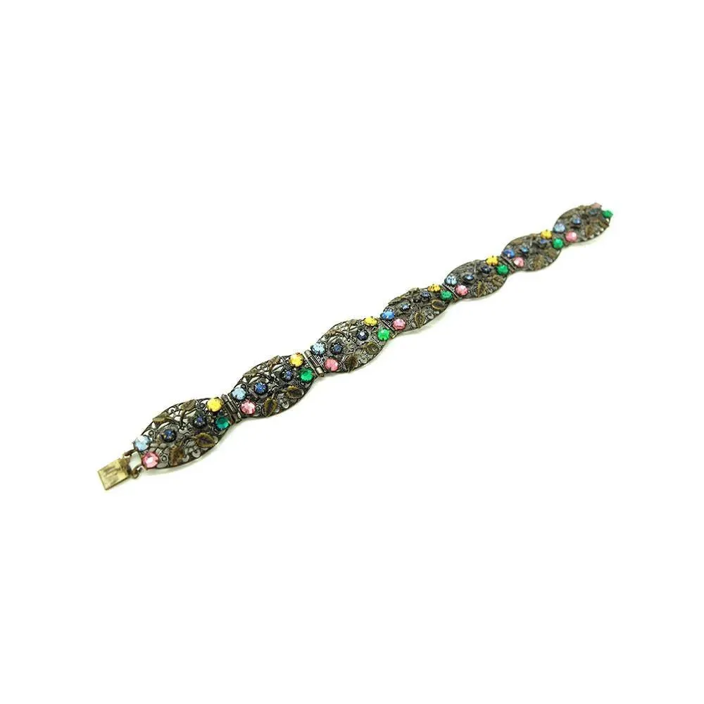 Vintage 1920s Art Deco Czech Bohemian Floral Bracelet