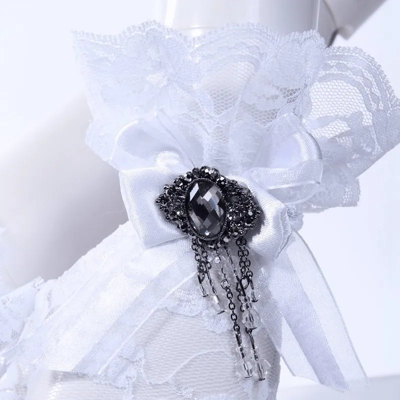 Vintage Cutaway Lace Gloves With Bow
