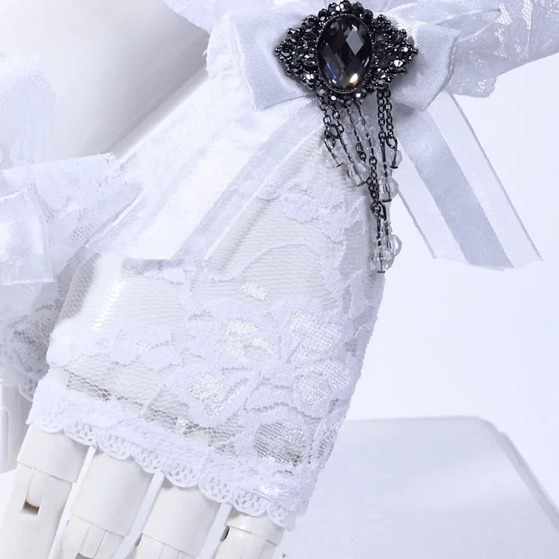Vintage Cutaway Lace Gloves With Bow