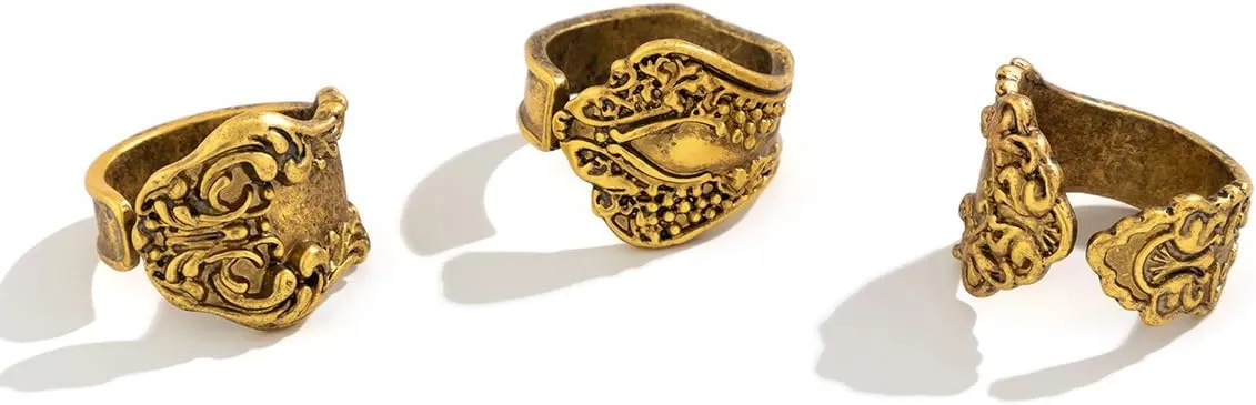 Vintage Knuckle Rings Set for Women Bohemian Retro Hollow Carved Flower Rings Boho Stackable Chunky Rings Set Y2k Ring Statement Rings Vintage Bohemian Style Jewelry for Women