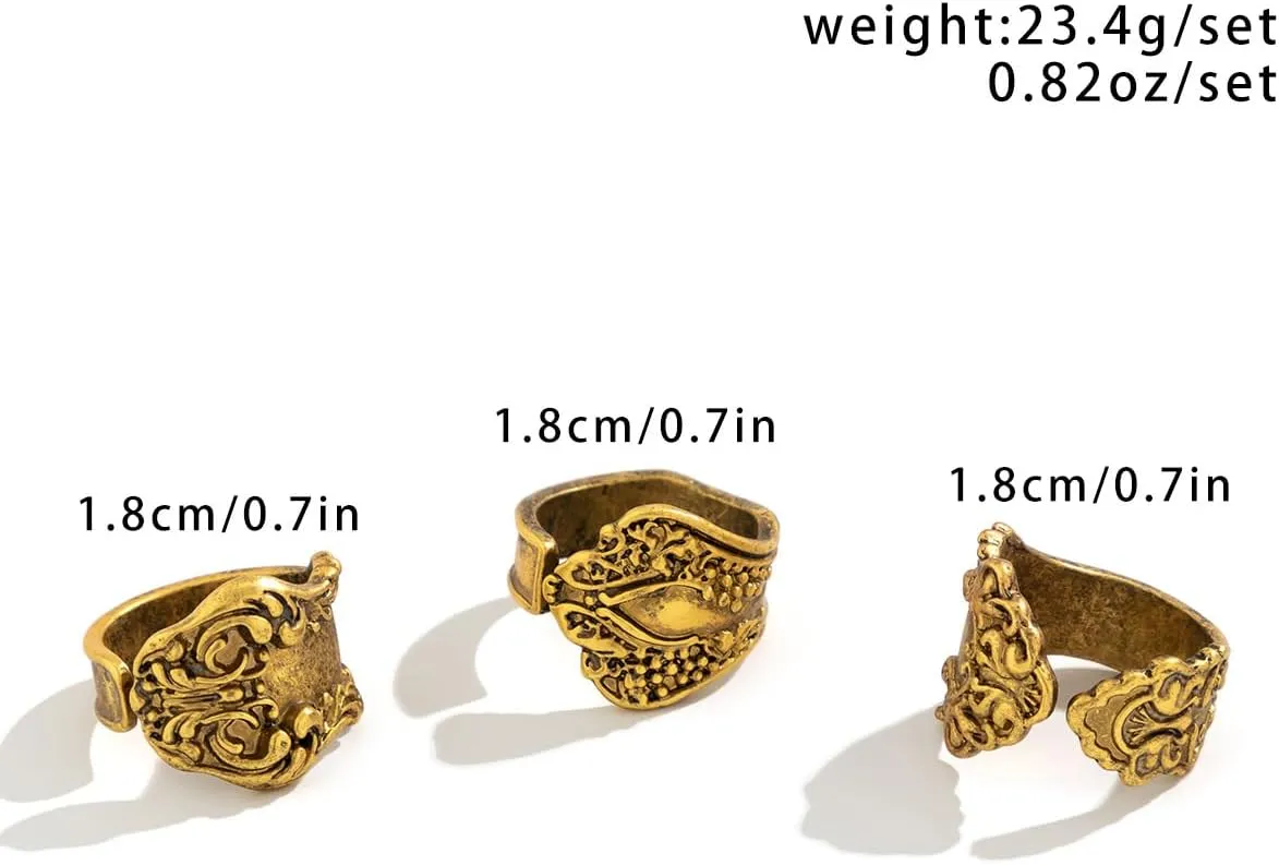 Vintage Knuckle Rings Set for Women Bohemian Retro Hollow Carved Flower Rings Boho Stackable Chunky Rings Set Y2k Ring Statement Rings Vintage Bohemian Style Jewelry for Women