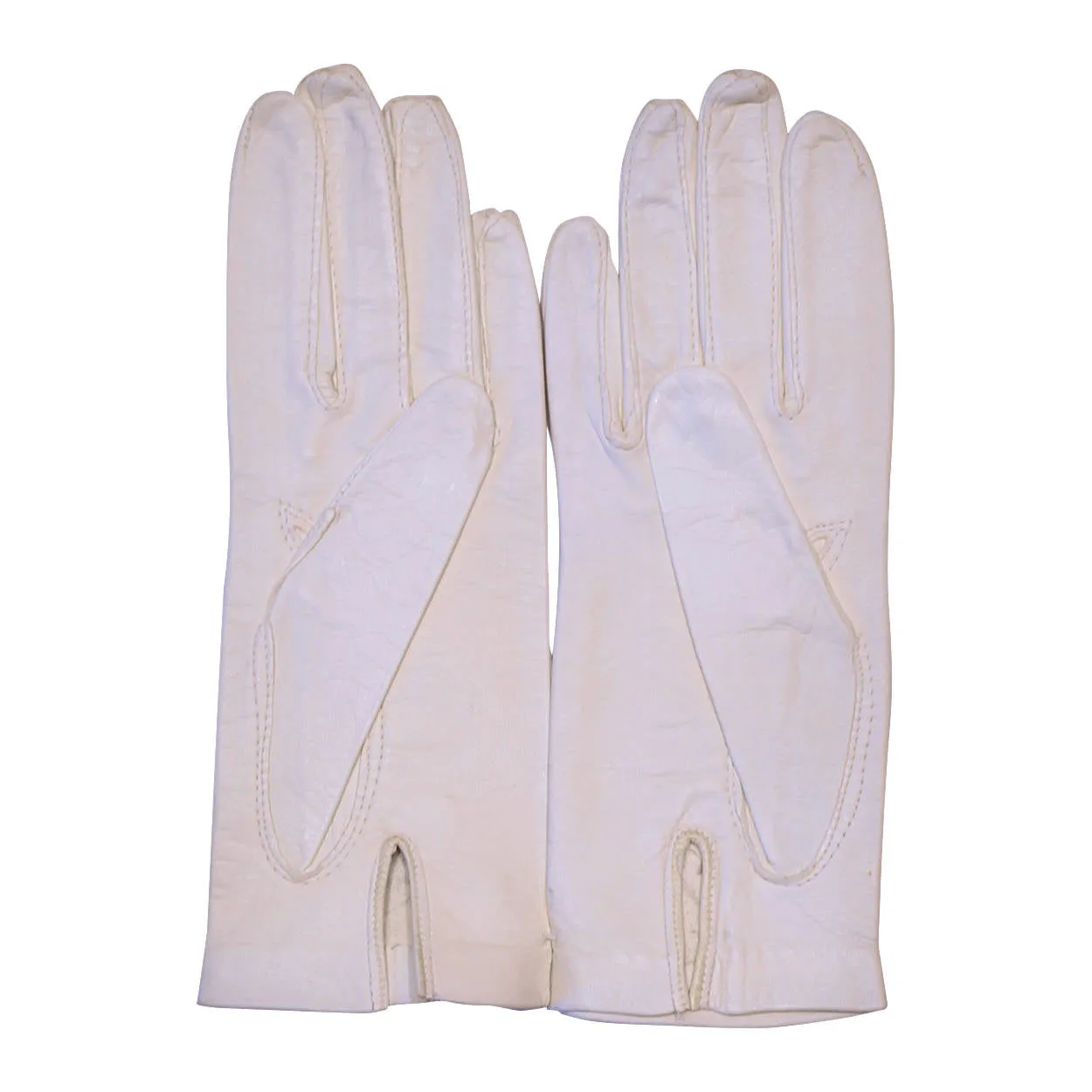Vintage Unused Italian Kid Leather Gloves White Made in Italy Ladies Size 6.5