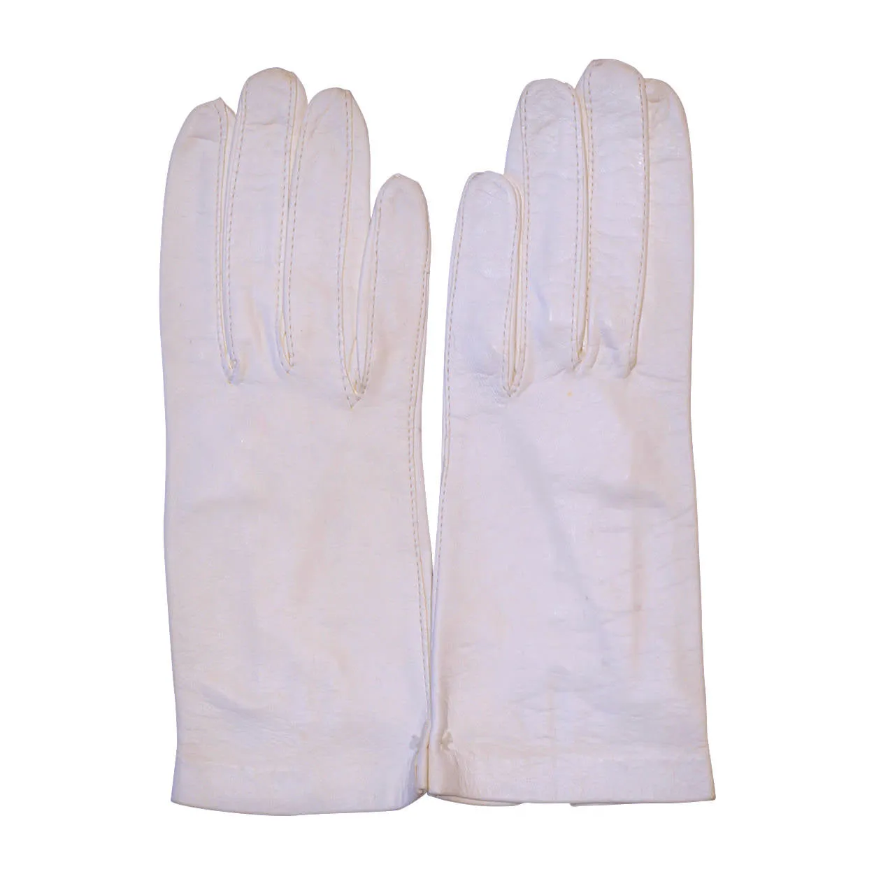 Vintage Unused Italian Kid Leather Gloves White Made in Italy Ladies Size 6.5