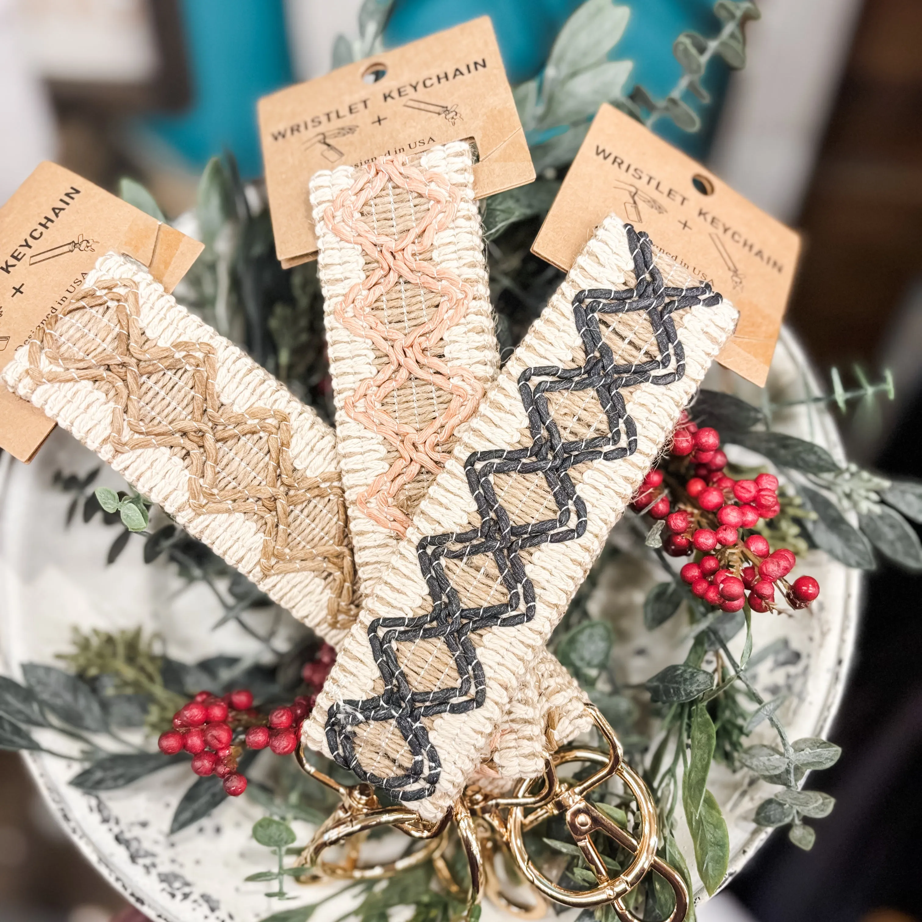 Wave Pattern Straw Wristband/Keychain