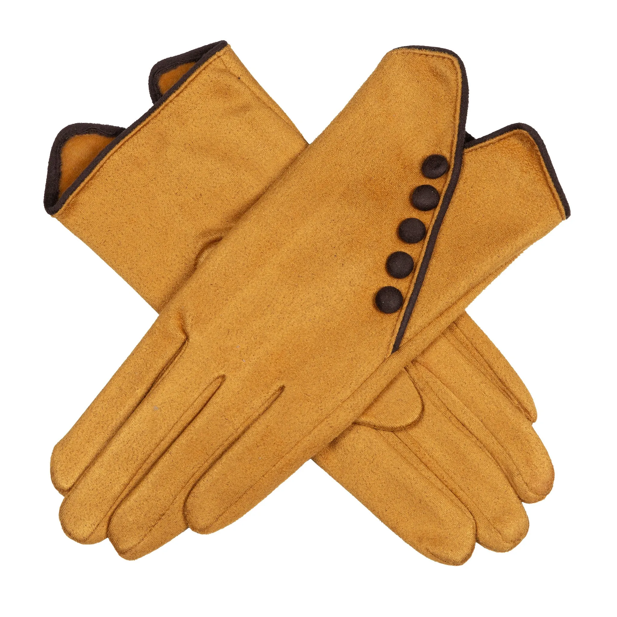 Women’s Faux Suede Gloves with Buttons