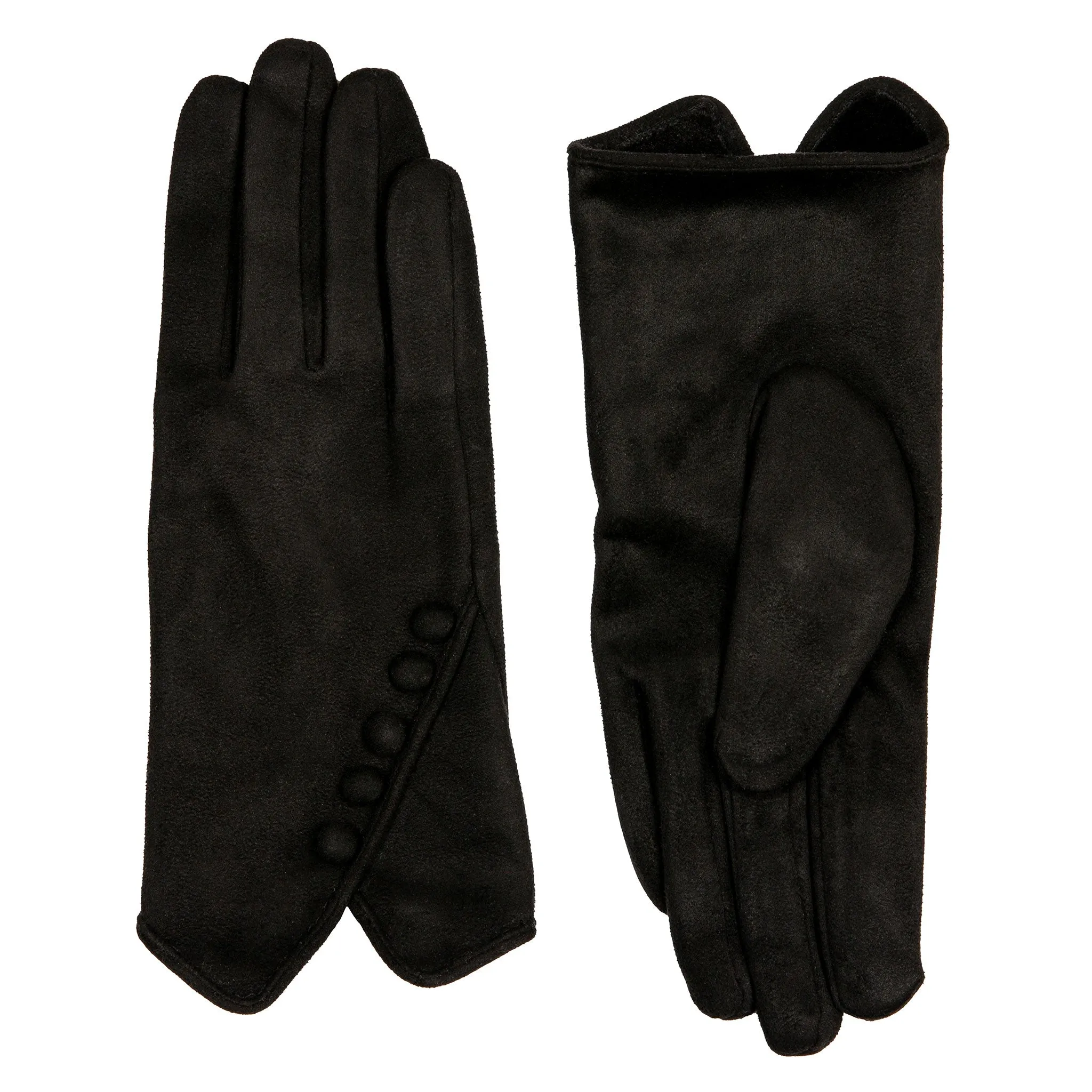 Women’s Faux Suede Gloves with Buttons