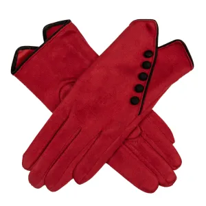 Women’s Faux Suede Gloves with Buttons