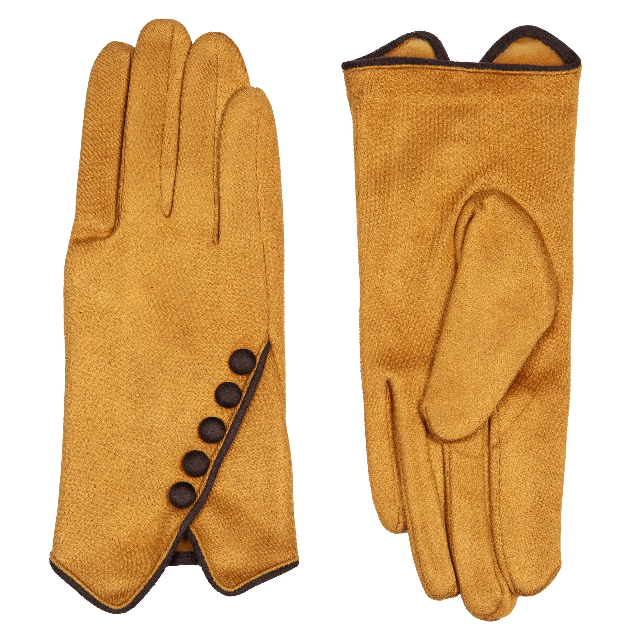 Women’s Faux Suede Gloves with Buttons