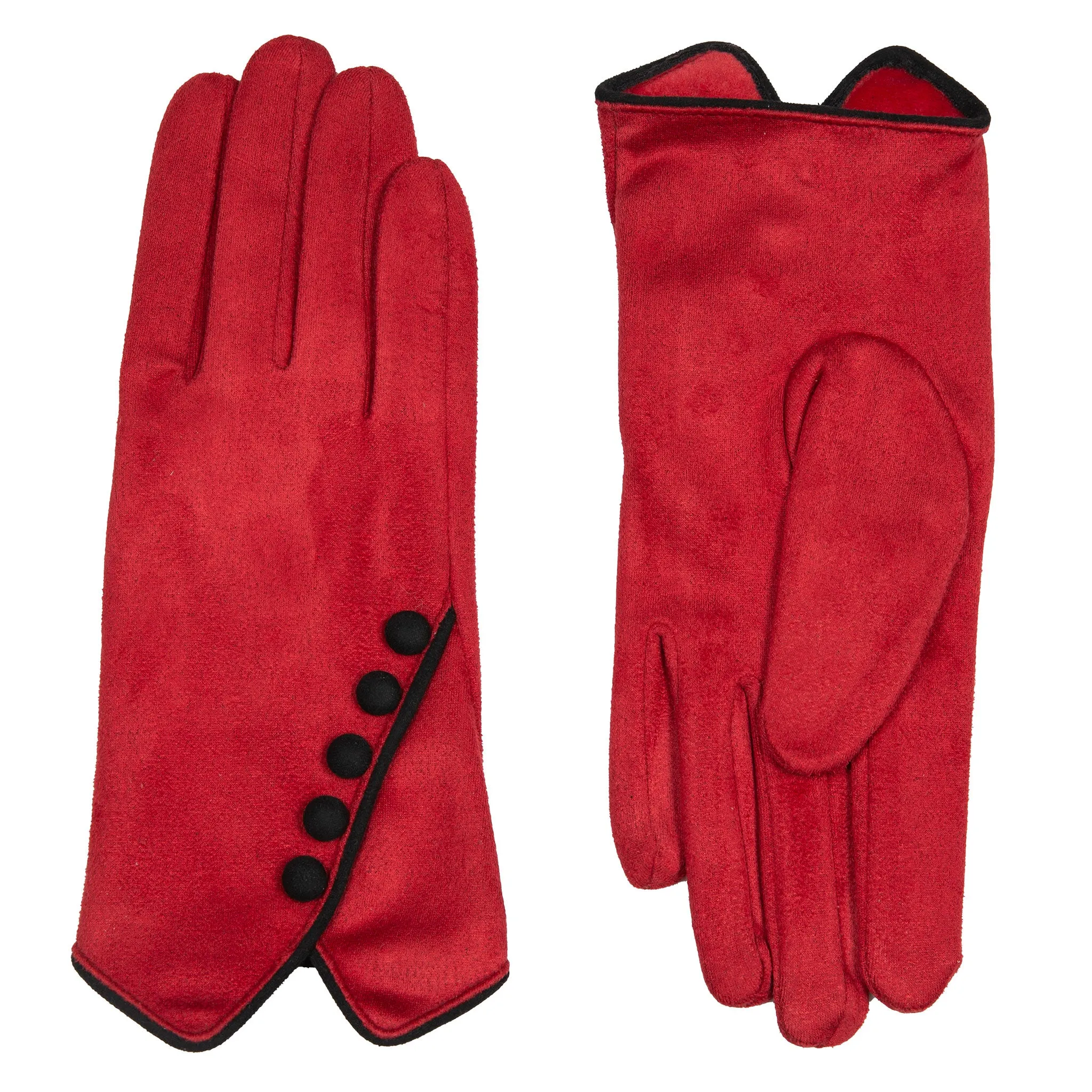 Women’s Faux Suede Gloves with Buttons