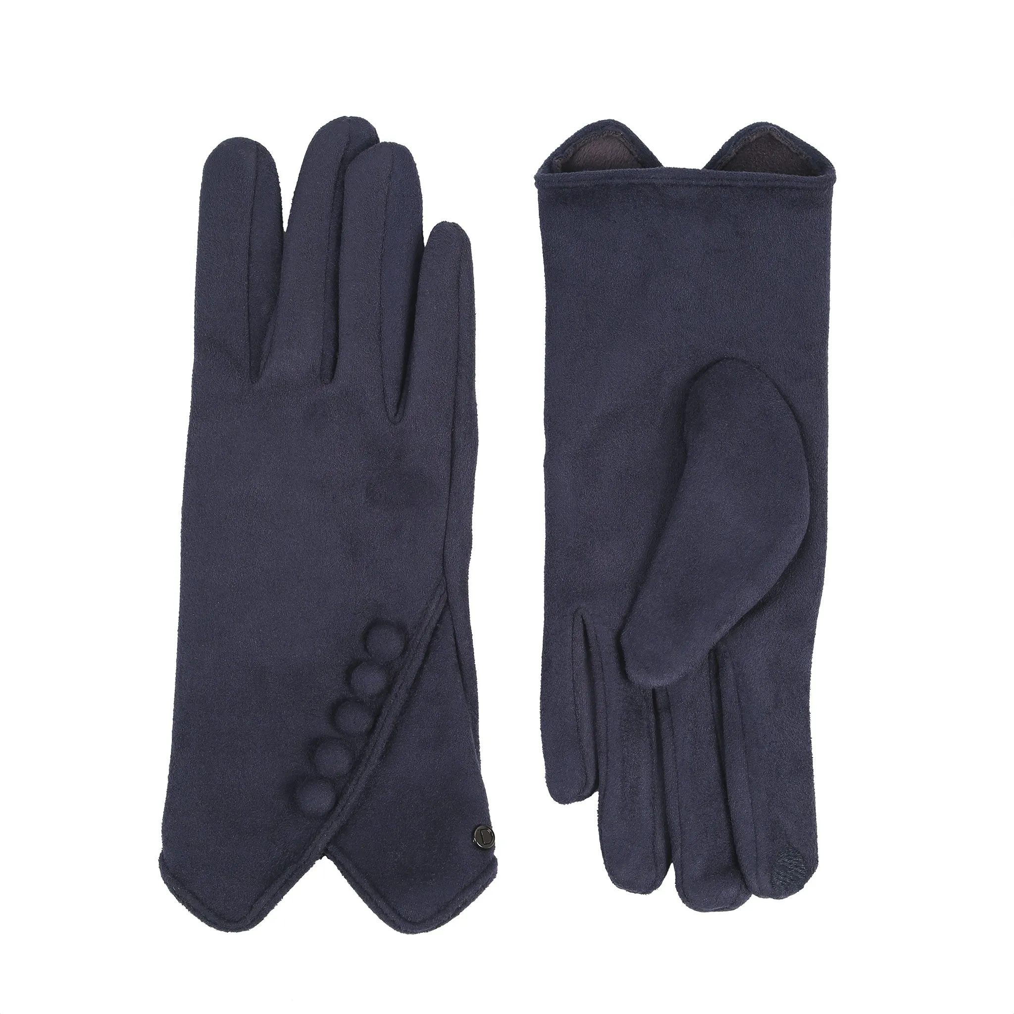 Women’s Faux Suede Gloves with Buttons