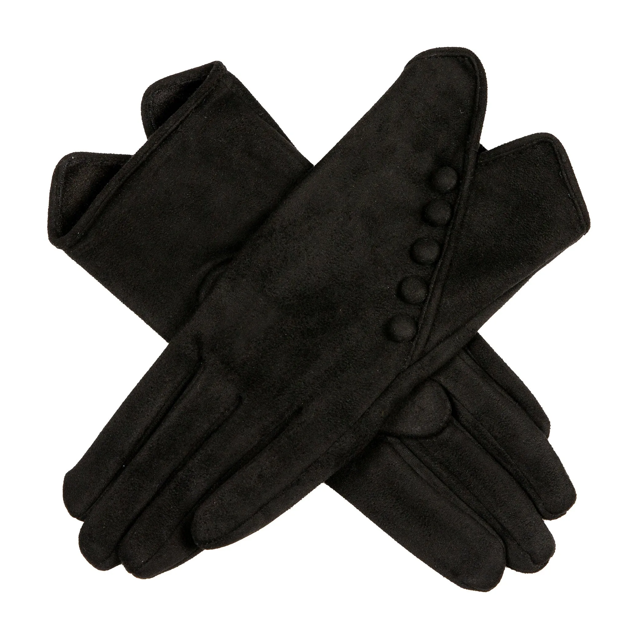 Women’s Faux Suede Gloves with Buttons