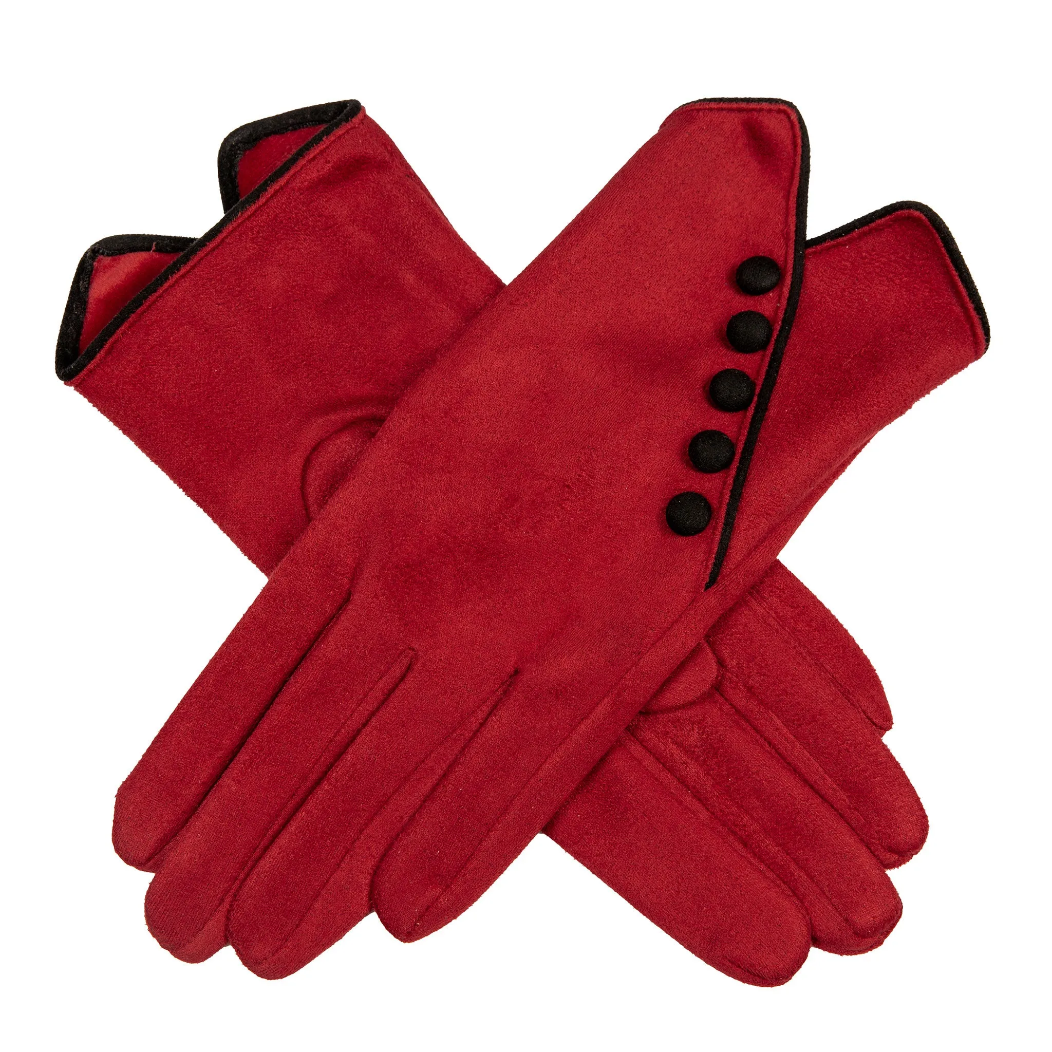 Women’s Faux Suede Gloves with Buttons